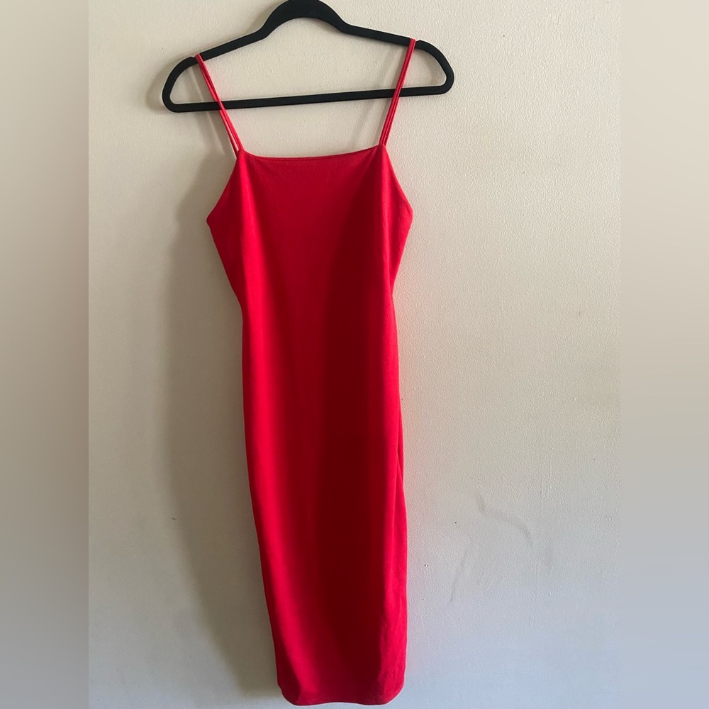 PrettyLittleThing Elegant Red Spaghetti Strap Dress Size 8